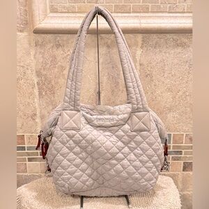 MZ Wallace Quilted Gray Shoulder Bag